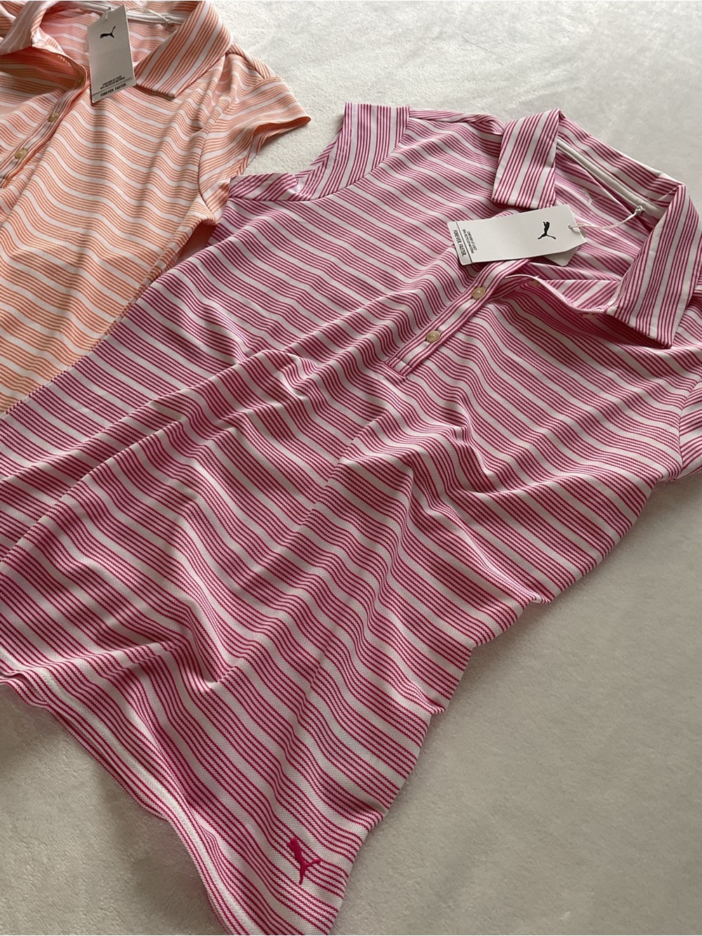 Puma Golf Women’s Polo Shirt Bundle 2 Pack Small NWT Pink Orange Striped - Picture 3 of 13